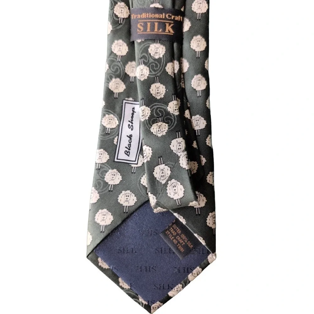Black Sheep Green Novelty Tie Traditional Craft 100% Silk Funny Statement